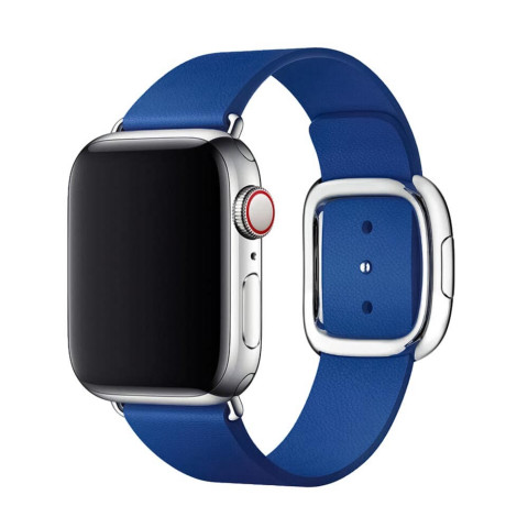 Кожаный ремешок Modern Buckle Leather для Apple Watch 38/40/41mm Silver/Cosmos blue